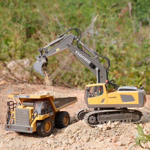 Juguete de Excavadora Control Remoto PREPOP para Ninos de 6-12 anos, Mejores Regalos de Cumpleanos para Ninos de 4-7, 8, 9, 10, 11 anos, Juguetes de Construccion con Pala de Metal, Luces, Sonidos 2.4Ghz - Imagen 5