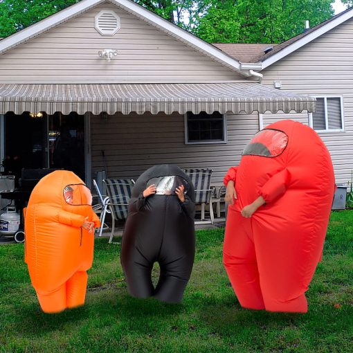 Disfraz de astronauta inflable Timisea disfraz divertido de Halloween Traje espacial de fiesta Juego de caretas de la escuela (Azul, Ninos (100-155cm)) - Imagen 4