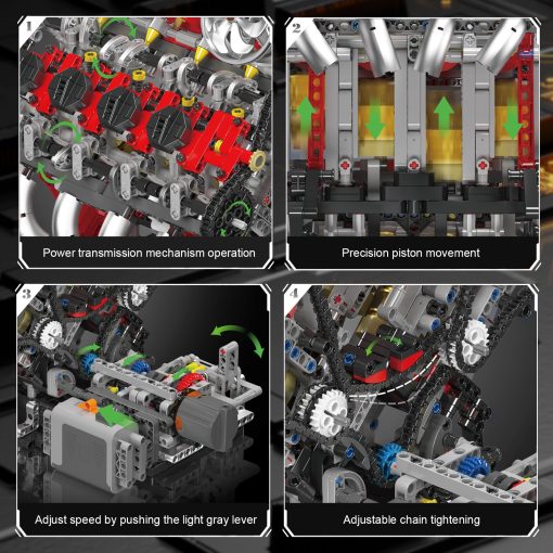 Juego de bloques de construccion del motor V8 Mould King, Kit de modelo de motor V8 que funciona, Kit de construccion de modelo de ingenieria MOC con bateria y motor, Juguetes de ingenieria STEM para ninos, 2718 bloques de construccion para adultos - Imagen 4