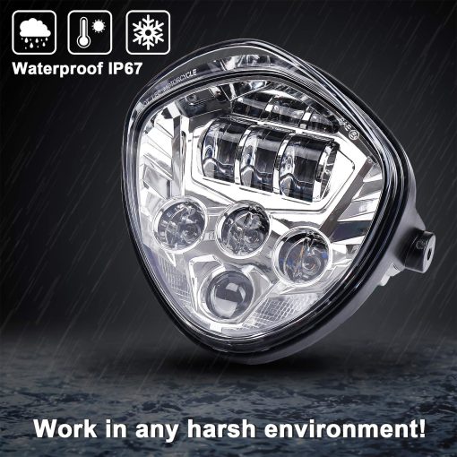 Faros Delanteros de Motocicleta LED 7 Pulgadas Hi Lo Beam Blanco y Rojo DRL con Soportes Universales de Montaje para Motocicleta Compatible con Harley Honda Kawasaki Suzuki Yamaha - Imagen 8
