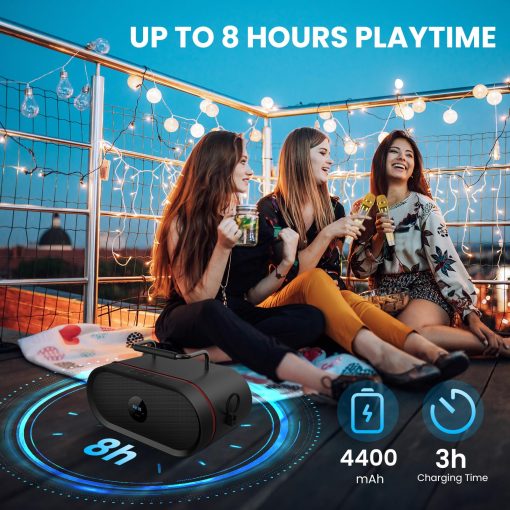 RHM K666 Maquina de Karaoke con Sonido Poderoso y Claro, 2 Microfonos Inalambricos, Bateria Recargable, 8 Horas de Reproduccion, Compatible con Bluetooth/AUX/USB/PC para Casa, Fiesta, Boda, Picnic, Actividades al Aire Libre - Imagen 6