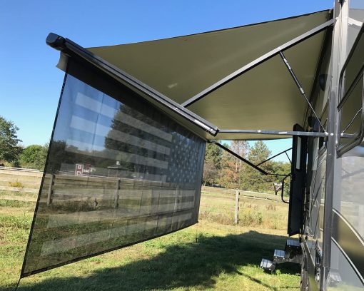 Toldo de sombra para caravana Tentproinc 8' X 17' 3'' (Bandera Americana) Malla Negra Protector Solar para Toldo de Remolque de Caravana Bloqueador de UV Kits Completos - Imagen 2