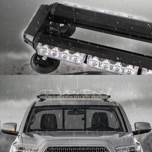 Barra de luz intermitente de advertencia de emergencia ambar amarillo de 38" CUMART para techo con base magnetica para camioneta de trabajo de remolque de nieve con doble lado luces estroboscopicas de trafico asesor con base magnetica (ambar/ambar) - Imagen 6