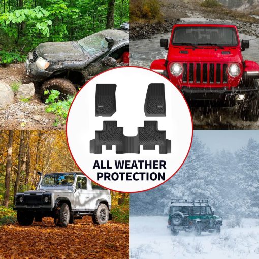 Tapetes LASFIT 2014-2018 para Jeep Wrangler JK Unlimited de 4 Puertas (No compatible con JL o 4xe), Tapetes para Todos los Climas de TPE?Ajuste Personalizado para la 1? y 2? Fila, Negro - Imagen 6