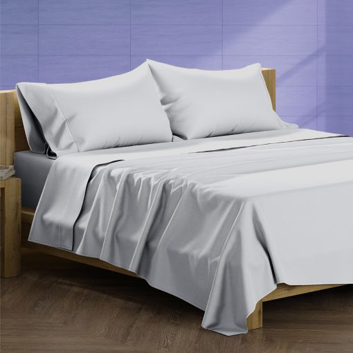Juego de sabanas King XOOX Linen de Algodon Egipcio - 1500 Hilos 4 PC Juego de Sabanas de Algodon Egipcio Tamano King, Sabanas de Lujo Tamano King, Sabanas de Alta Cantidad de Hilos para un Descanso Profundo, Se Adapta Hasta 19" - Gris Claro