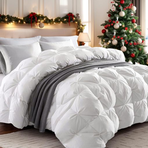 Edredon de Pluma de Ganso Puredown Tamaño Completo/Queen 800 Fill Power, 100% Algodon Invierno Nordico Extra Grande 700 Hilos, Peso Pesado Nube Esponjosa Pinch Pleat Extra Calidez - Imagen 8