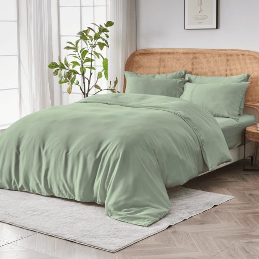 Funda de edredon SIJO AiryWeight Tencel, 100% Lyocell derivado del eucalipto, Extra suave, Las mejores sabanas frescas por Architectural Digest (Salvia, King/Cal King 106"x90")