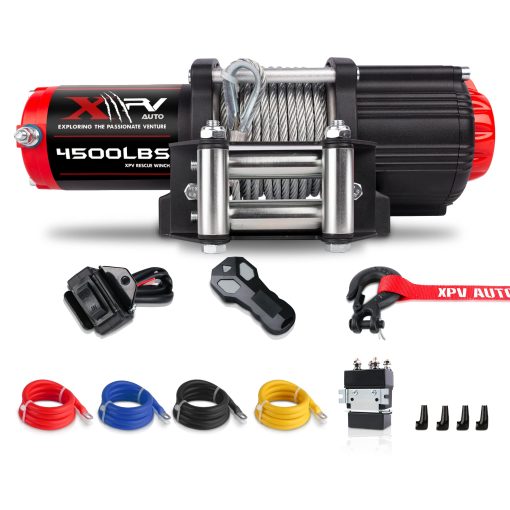 XPV AUTO 12V 4500LBS Cabrestante Electrico de Cable de Acero para Remolque de ATV/UTV 4x4 con Control Remoto Inalambrico Soporte de Montaje IP66 Impermeable Cabrestante Electrico con Rodillo de Guia de 4 Vias - Imagen 7