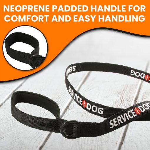 Correa para Perros de Servicio Tacticollar, Resistente Correa de Nylon, Mango Acolchado de Neopreno Suave, Bordado (Longitud de 4 pies x Ancho de 1 pulgada) - Imagen 3