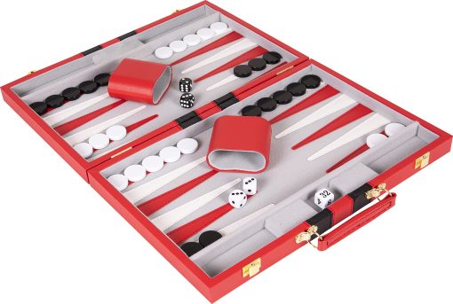Juego de Backgammon 18 pulgadas, Grande - Juego de mesa clasico para adultos y ninos con estuche de cuero premium - Incluye Guia de Estrategia y Consejos (Rojo) - Imagen 3