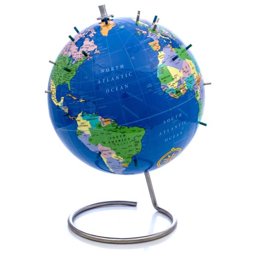 Globo Magnetico del Mundo, Esfera Magnetica de 10" de Pie para Escritorio u Oficina, Globo de Geografia Perfecto con Soporte para Decoracion del Hogar y Educacion - Bullseye Office (Azul)