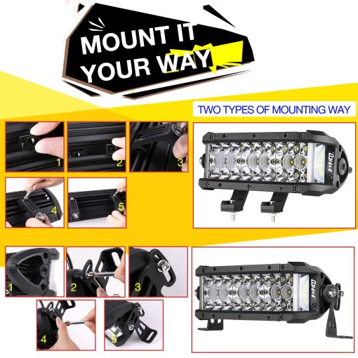 Niking Auto Barra de Luz LED, 8 Pulgadas 102W Triple Fila Luces LED Laterales Shooter para Off Road Spot Flood Combo Impermeable Luces de Conduccion para Jeep Camiones ATV UTV SUV Tractor Pickup Barco Motocicleta - Imagen 8