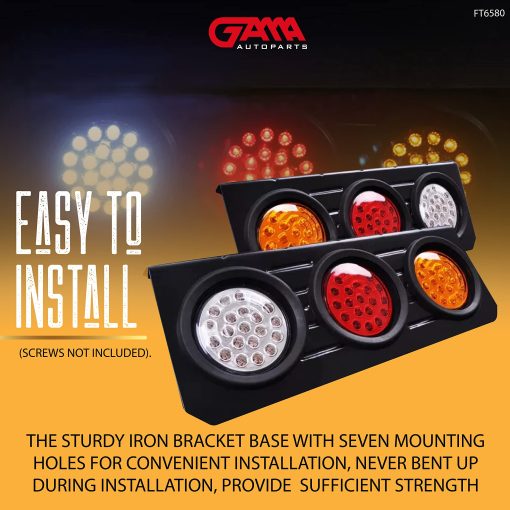 GAMA AUTOPARTS Kit de Barra de Luces LED para Remolque Kit de 2 Unidades Base de Soporte de Hierro Impermeable 4 Pulgadas Luces Traseras de Remolque LED para Camion RV Camioneta Plana Claro Amarillo Verde Blanco - Imagen 5
