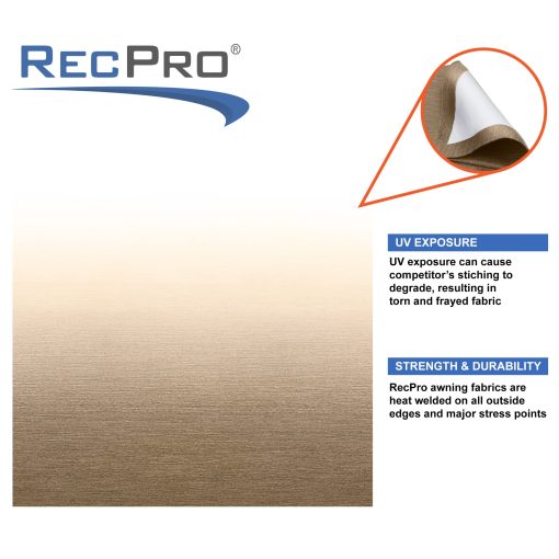 Sustitucion de Tela de Toldo de RV RecPro | Opciones de Ancho de 8 a 22 Pies | Varias Opciones de Color | Reemplazo de Toldo de RV de 8' (96") de Largo | Vinilo Premium (14'- Ancho Real 13' 1", Desvanecimiento en Tan/Camel) - Imagen 3