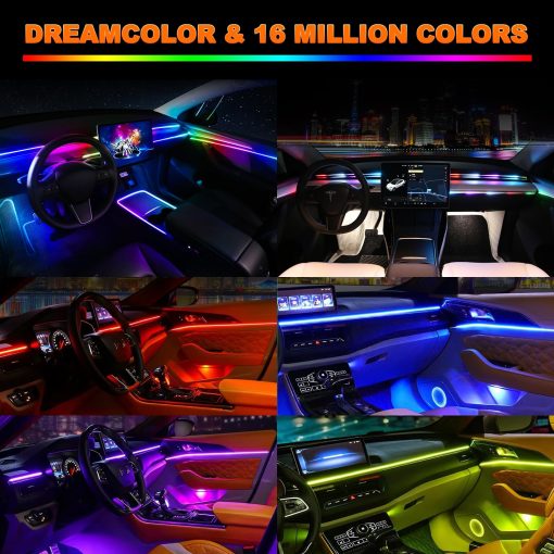 Luces de Tira LED para Automovil Interior Jushope, Luces de LED de Acrilico USB para Automovil con Seguimiento Dinamico de Colores de Ensueno, Kits de Iluminacion Ambiental para Automovil de 6 en 1, Sincronizacion de Musica, Control Remoto Inalambrico APP y RF - Imagen 4