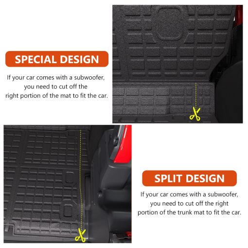 Tapete de Carga Compatible con Jeep Wrangler JL 4XE 4 Puertas 2021-2024 Alfombra de Maletero Alfombra para Respaldo Reemplazo de TPE para Accesorios Jeep Wrangler JL 2021-2024 (Para JL 4XE 21-24, Alfombra de Maletero+Alfombra para Respaldo) - Imagen 3