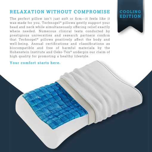 Almohada de Contorno de Enfriamiento Technogel - Diseno Ergonomico con Dos Alturas para Soporte Cervical y Alivio de Presion - Espuma de Memoria y Regulacion de Temperatura, Hipoalergenica, Altura de 4.5 Pulgadas para Mayor Comodidad - Imagen 5