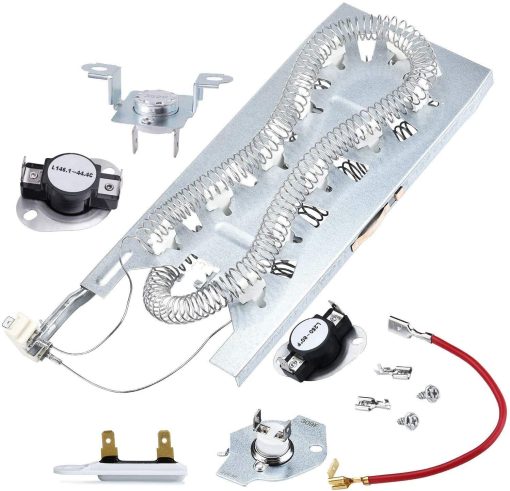 Elemento Calefactor para Secadora 3387747 AP6008281 Ajuste para Whirlpool gew9250pw1 con Kit de Termostato 279816 & Fusible Termico 279973 3392519 Kit de Corte Termico para Secadora 2024 Actualizado
