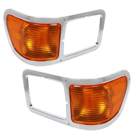 Par de Faros Delanteros Compatible Con 2000-2015 FORD F650 / F750 Bisel de Faro Luz de Senal de Esquina Izquierda Derecha de Repuesto para #YC3Z13201AA YC3Z13200AA - Imagen 2