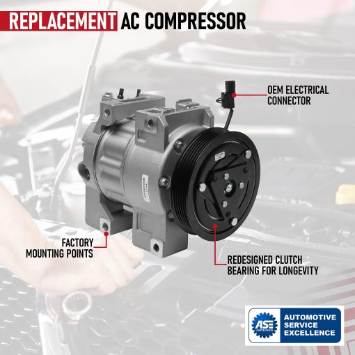 Compresor de Aire Acondicionado de Repuesto con Embrague - Compatible con Nissan Altima y Sentra 2.5L 2007-2012 - Reemplaza a 92600ZN40B, 92600JAOOA, 92600-ZN40B, 10886C, CO10886C - 07, 08, 09, 10, 11, 12 - Imagen 4