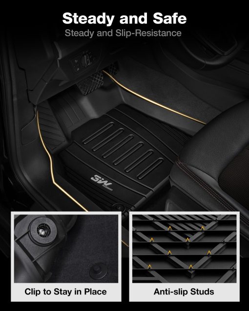 Tapetes de suelo 3W compatibles para Audi Q5 2009-2017, ajuste personalizado de TPE Todo Clima para Audi Q5 1ra y 2da fila juego completo de tapetes para automoviles negro - Imagen 4