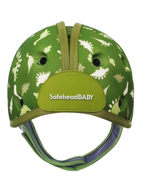 Casco de seguridad para bebe SafeheadBABY galardonado con premios Casco para bebe para gatear y caminar Ultraligero Protector de cabeza para bebe expansible y transpirable Cascos de proteccion para la cabeza del bebe - Dino Verde