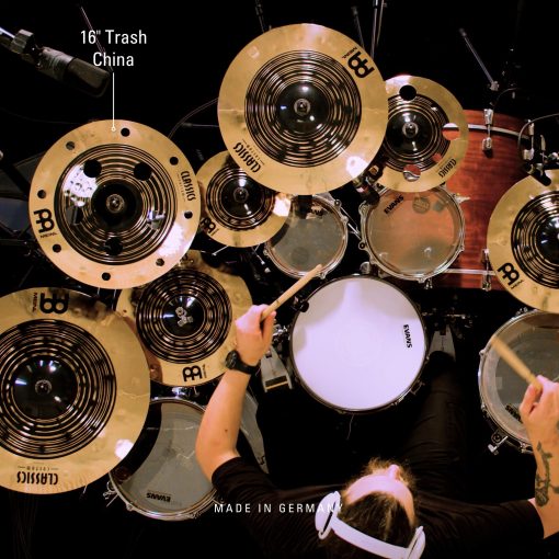 Meinl Cymbals Classics Custom Dual 16" Trash China Cymbal with Holes, Acabado Oscuro y Brillante - Hecho en Alemania - para Rock, Metal y Fusion, Garantia de 2 anos - Imagen 6