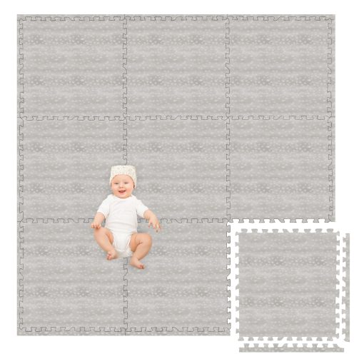 Tapetes de Juego para Ninos Grandes Play Non-Toxic para Pisos, 9 Azulejos de 72 x 72 Pulgadas - Baldosas de Espuma Entrelazadas Extra Gruesas de 24 x 24 Pulgadas con Borde, Tapete Neutro para Ninos Pequenos y Ninos