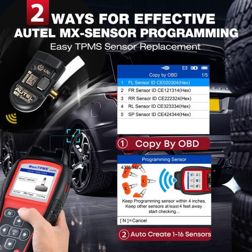Autel MaxiTPMS TS508WF KIT Herramienta TPMS, Version 2024 WiFi de TS601/ TS508K/ TS508, con 4 sensores MX de 315+433Mhz, Programacion TPMS, Reaprendizaje/Activacion OBD, Borrado de DTCs TPMS, Actualizaciones Gratuitas de por Vida - Imagen 3