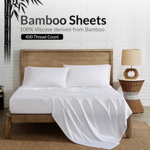 Juego de Sabanas Coldest 100% Organicas de Viscosa Derivada de Bambu, Lujo Ultra Suaves y Refrigerantes, Bolsillos Profundos, Doble Costura - Ideal para los que Duermen Calientes - Set de 5 Piezas Tamano Queen - Imagen 4