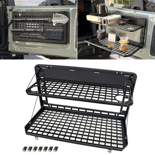 Mesa de Porton Trasero Plegable Estante de Almacenamiento de Aleacion de Aluminio Panel MOLLE para Ford Bronco 2021-2024