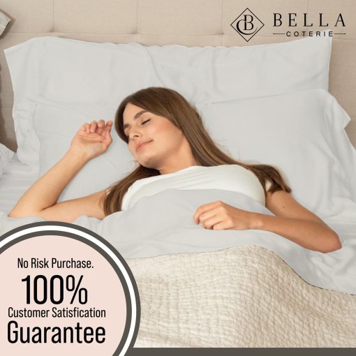 Juego de sabanas divididas de bambu Bella Coterie Luxury Split King | Cultivado organicamente | Ultra suave | Refrigerante para personas que sufren de calor | Bolsillo profundo de 18" | Viscosa de bambu [Gris Neblina] - Imagen 6