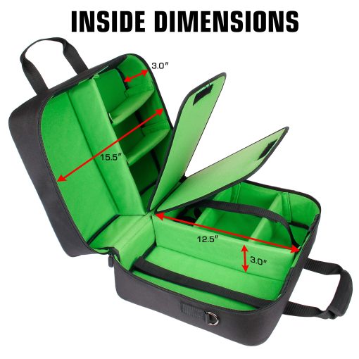 USA Gear XL Magic The Gathering MTG Bolsa de Viaje para Caja de Mazo - Bolsa de Almacenamiento de Cartas MTG Grande con Correa Acolchada para el Hombro, Interior Personalizable, Resistente a la Intemperie - Compatible con Cajas de Cartas y Cartas enfundadas - Verde - Imagen 4