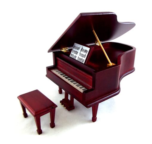 Piano de caoba a escala 1:12 con banqueta #D4120 - Imagen 2