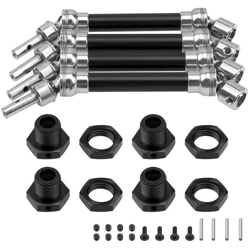 4Pcs ShareGoo Eje de Transmision Delantero Trasero CVD con Adaptador Hexagonal Compatible con 1/8 Arrma Typhon 4x4 3s BLX y Typhon 550 Mega Piezas de Actualizacion para Coche RC (Negro)