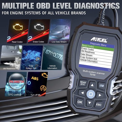 ANCEL TD700 Escaner OBD2 para Toyota Lexus Scion Herramienta de diagnostico de coche Todas las funciones Codigo de lector de sistema de transmision de temperatura de liquido de transmision TPMS Relearn ABS Disponible solo para algunos modelos - Imagen 4