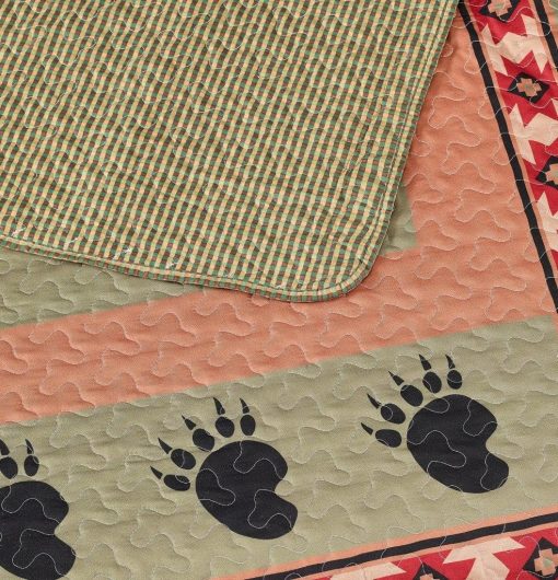 Coleccion de Edredones Virah Bella - Juego de Ropa de Cama Estampado de Oso y Pata, 3 Piezas King - Edredon Reversible con 2 Fundas de Almohada a Juego - Imagen 8