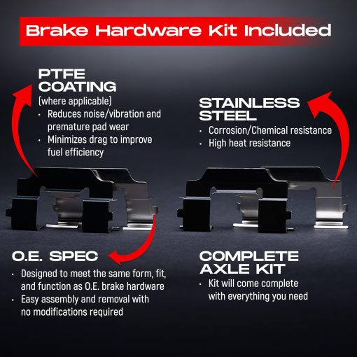 Kit de Frenos y Discos Traseros R1 Concepts | Pastillas de Freno Traseras | Discos y Pastillas de Freno | Pastillas y Discos de Ceramica Euro | Kit de Hardware | Compatible con Cadillac BLS 2003-2011; Chevrolet Vectra; Saab 44807 - Imagen 6