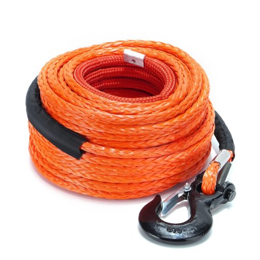 Kit de Cable de Cuerda Sintetica para Winch SPARKWHIZ: 1/2" x 100 pies de Linea de Winch de 32000 libras con Funda Protectora + Gancho para Vehiculo Todo Terreno 4WD Truck SUV UTV ATV