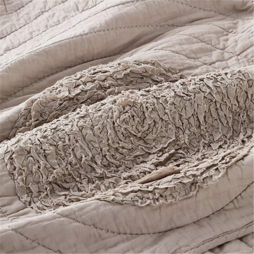 Juegos de Edredon ABREEZE de Algodon Rustico, Edredon y Cobertor Conjunto de Ropa de Cama Estilo Granja Desgastado Juegos de Colchas Lecho Taupe Gris Rey Patrones Florales Clasicos 3D - Imagen 5