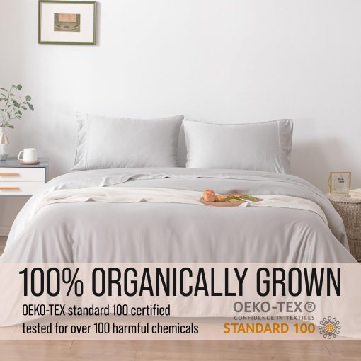 Juego de sabanas divididas de bambu Bella Coterie Luxury Split King | Cultivado organicamente | Ultra suave | Refrigerante para personas que sufren de calor | Bolsillo profundo de 18" | Viscosa de bambu [Gris Neblina] - Imagen 5