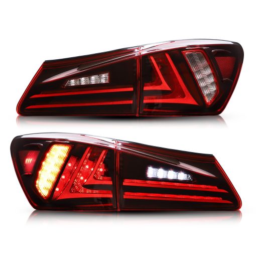 Faros traseros LED VLAND compatibles con Lexus IS250 IS350 2006-2012 IS 220d y modelo ISF (NO compatible con IS250C/IS350C), Rojo Claro - Imagen 8