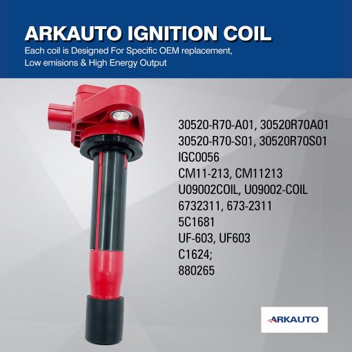 6PCS ALTA ENERGiA ROJO TOP ARKAUTO BOBINA DE ENCENDIDO 30520-R70-A01 30520R70A01 30520-R70-S01 30520R70S01 UF603 UF-603 CM11-213 CM11213 PARA Acura RL TL TSX Honda Accord Odyssey Crosstour 3.5 3.7 J35Z J37A - Imagen 4