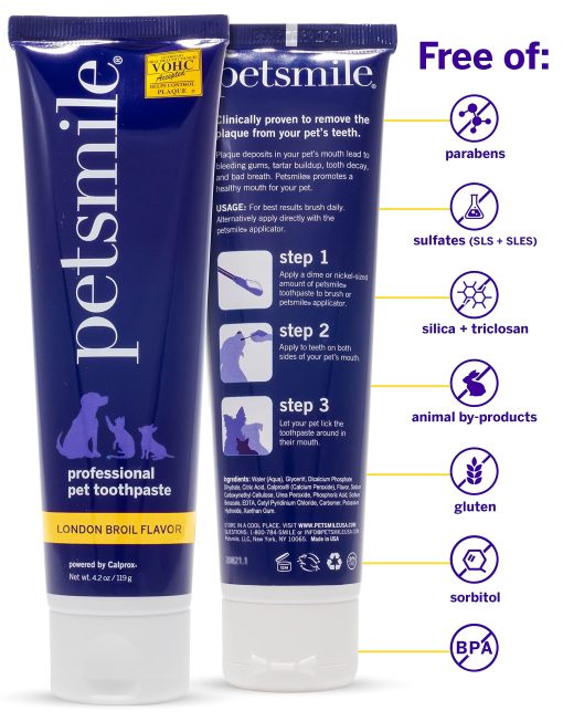 Kit Profesional para Cepillado de Dientes de Mascotas - Cepillo de Dientes y Pasta Dental para Gatos y Perros - Control de Placa, Sarro y Mal aliento - Pasta Dental Aceptada por VOHC - Suministros para la Limpieza Dental (Sabor Lomo de Res, 4.2 Oz) - Imagen 2