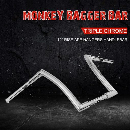 Manillar de 12" Ape Hanger 1.5 pulgadas Fat Monkey Bar Cromado Compatible con Harley Dyna Softail Sportster XL 883 1200 y Modelos Road King 1994-2022 y Road Glide 1998-2013 - Imagen 7