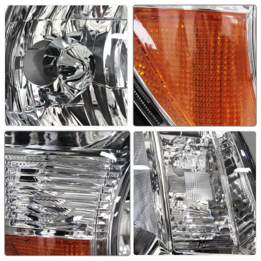 Conjunto de faros ADCARLIGHTS Compatible con Toyota Tacoma Pickup Truck 2005 2006 2007 2008 2009 2010 2011 Ensamblaje de Faros en Carcasa Cromada Reflector ambar Lado del Conductor y del Pasajero - Imagen 6