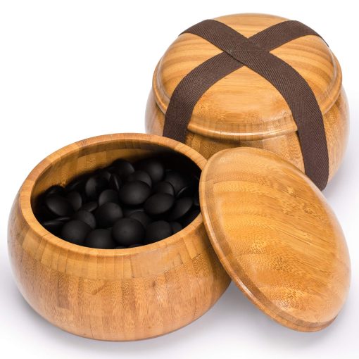 Set de Juego de Go de Bambu de Yellow Mountain Imports Reversible de 2 Pulgadas 19x19 / 13x13 con Piedras Doblemente Convexas de Yunzi de 9.2 mm y Cuencos de Bambu - Juego de Estrategia Clasico (Baduk/Weiqi) - Imagen 3