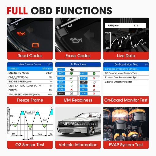 Autel AL539B Escaner OBD2, Lector de Codigos 3-en-1 Probador de Bateria Avometro para Baterias de 12 Voltios, Diagnostico Completo OBDII y Pruebas de Sistemas de Arranque y Carga - Imagen 7