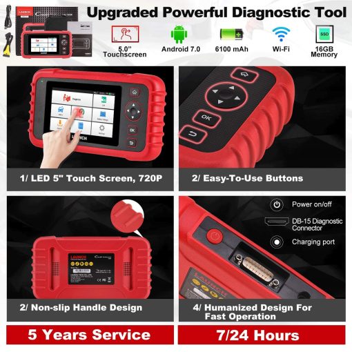 LAUNCH OBD2 Scanner CRP123X Elite Car Scanner, 2024 Actualizacion en Linea de por Vida, Herramienta de Escaneo de Diagnostico con Reinicio de SAS/Acelerador, ABS SRS Transmision Lector de Codigos de Error del Motor del Automovil, Auto VIN, Prueba de Bateria... - Imagen 6