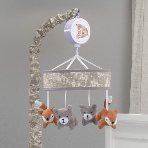 Movil Musical de Cuna para Bebe Lambs & Ivy Painted Forest Gris/Beige Zorro y Oso - Imagen 3